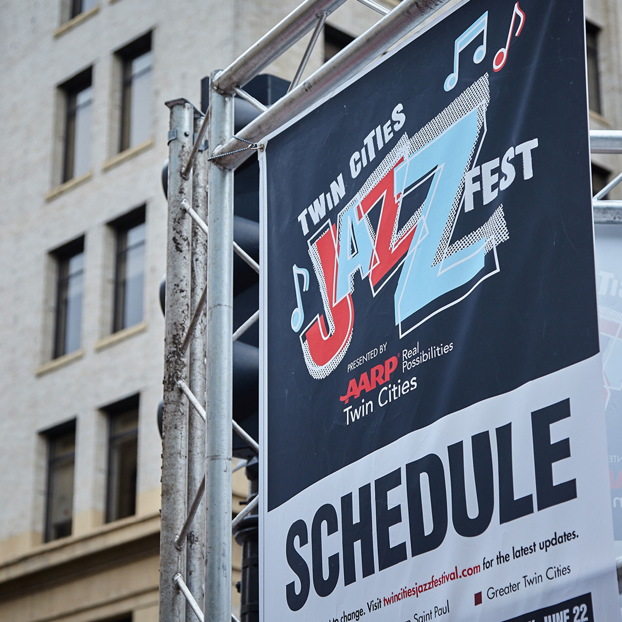 Outdoor signage design for Twin Cities Jazz Fest