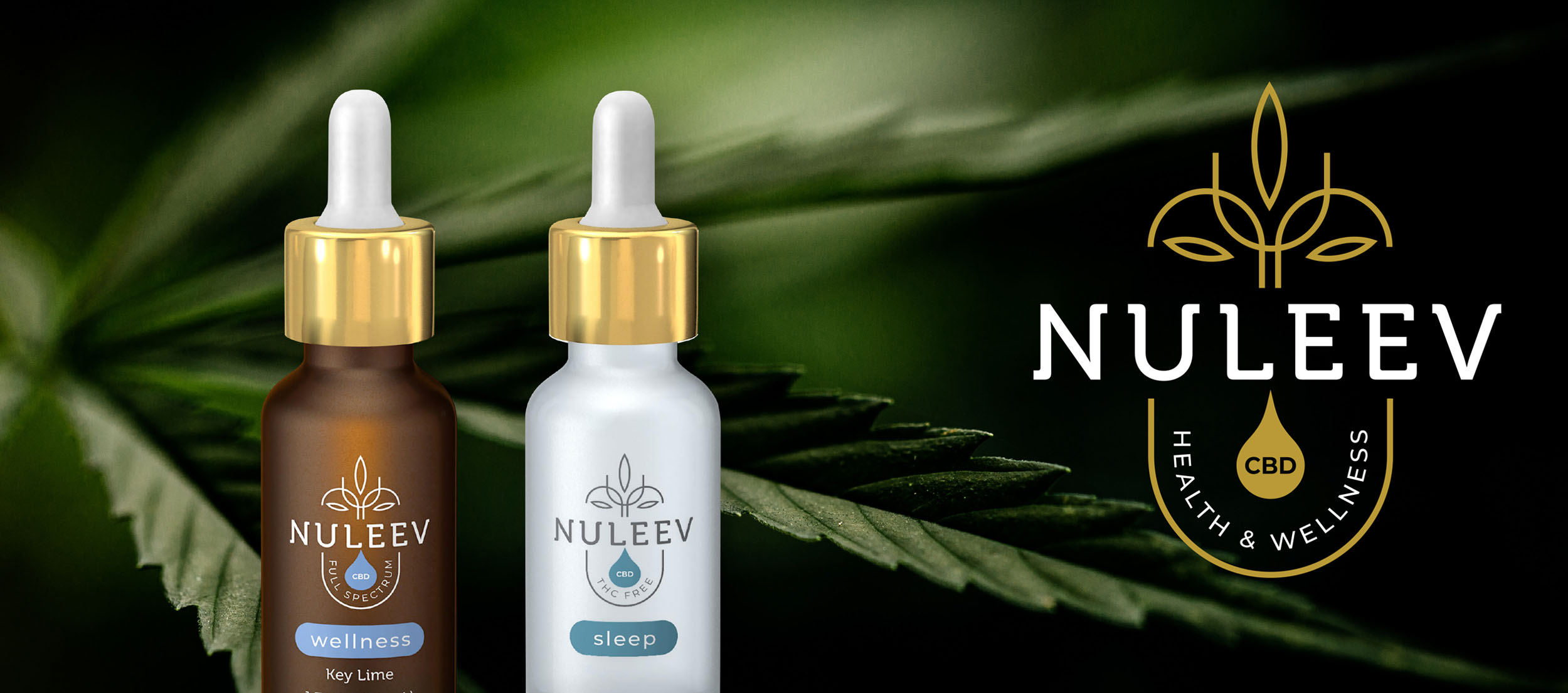 branded topical dropper product packaging with Nuleev logo