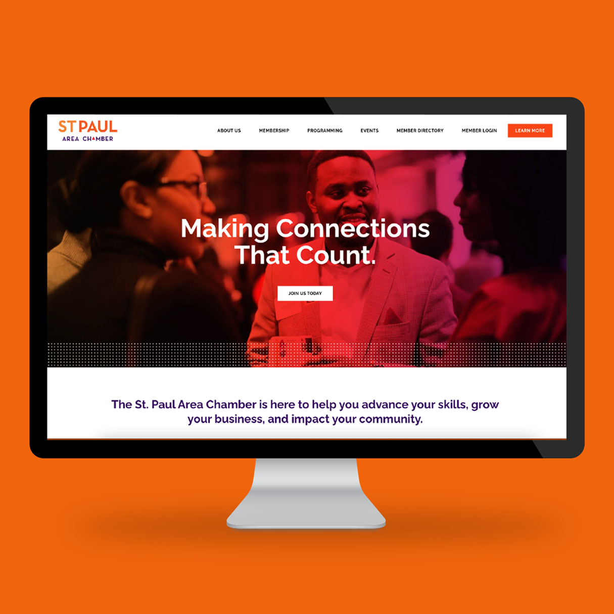 desktop display of responsive website - Making Connections that Count
