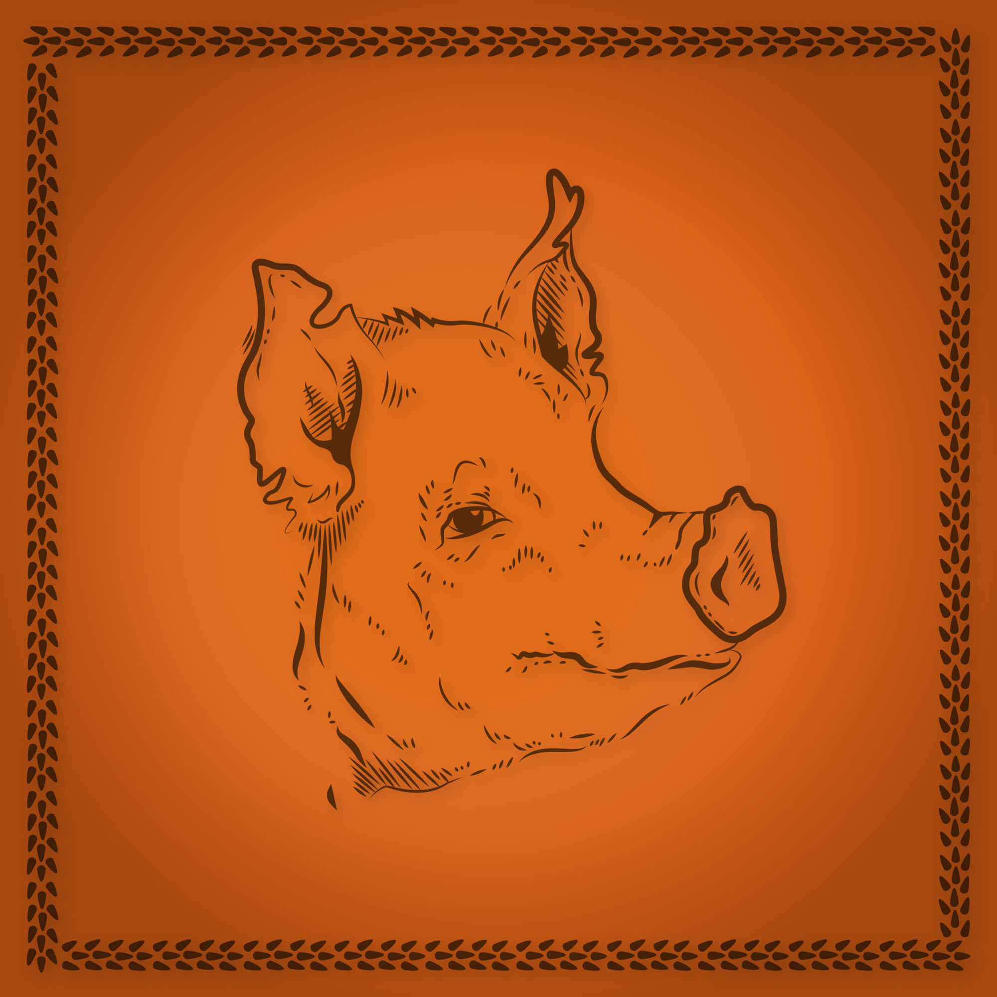 graphic illustration of a pig's head
