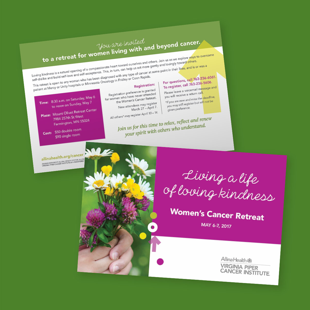 Allina health branded postcard design examples