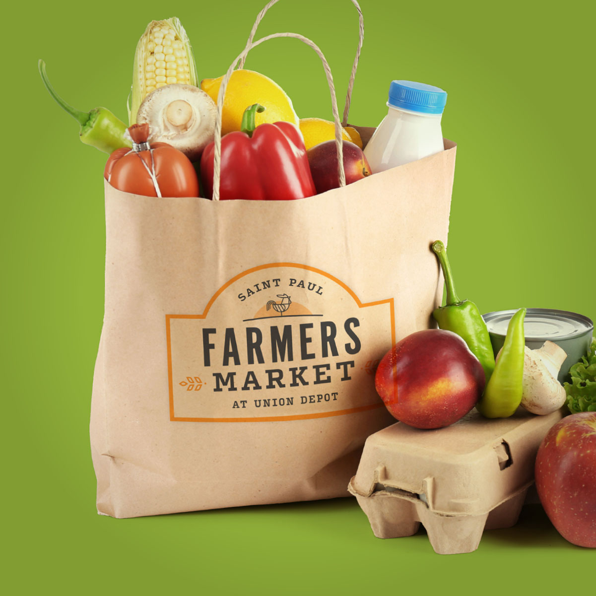 groceries and produce at farmers market at union depot
