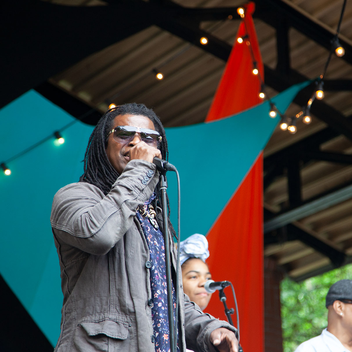 Performer singing at Twin Cities Jazz Fest