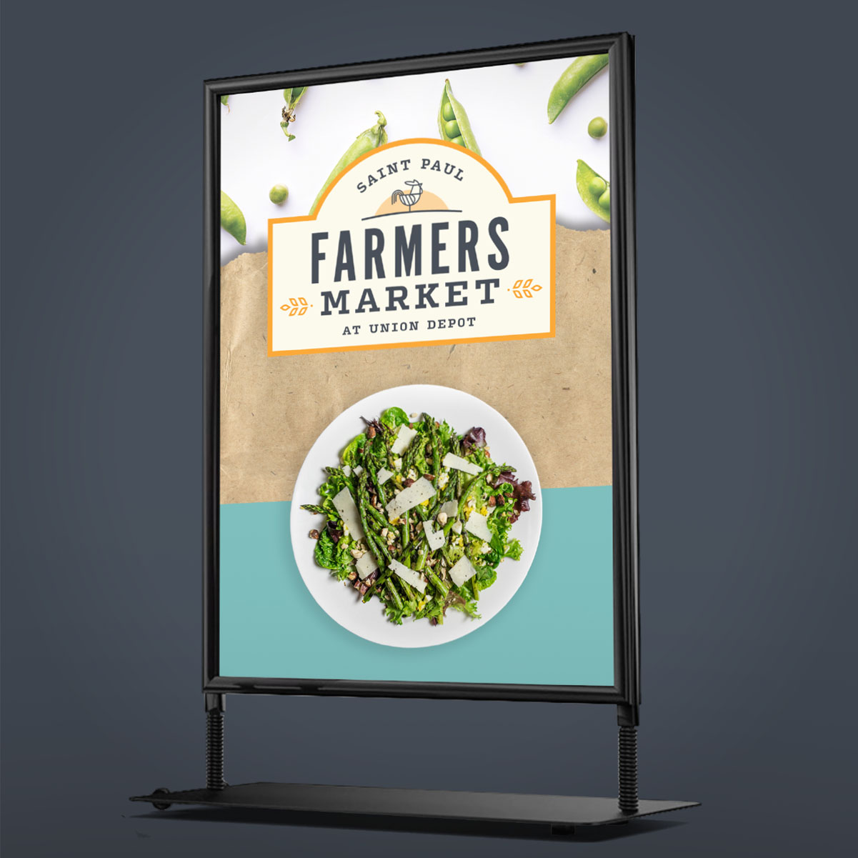 Floor or table signage for Farmers Market at union depot