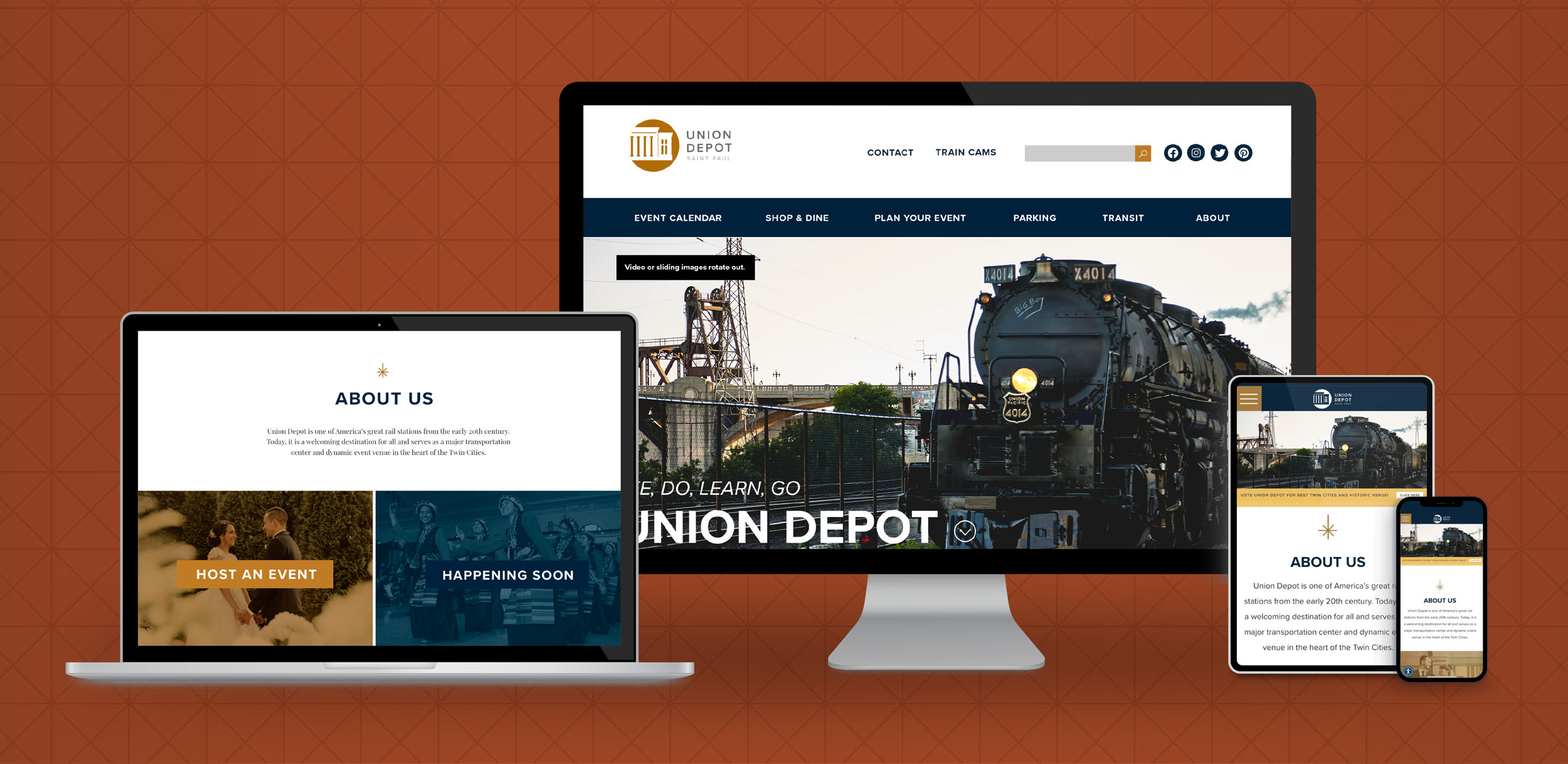 mobile and desktop devices display responsive website for Union Depot