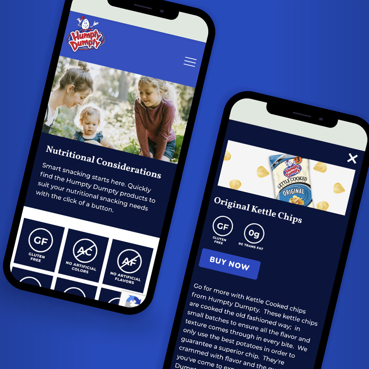 mobile devices display responsive website for snack chip brand