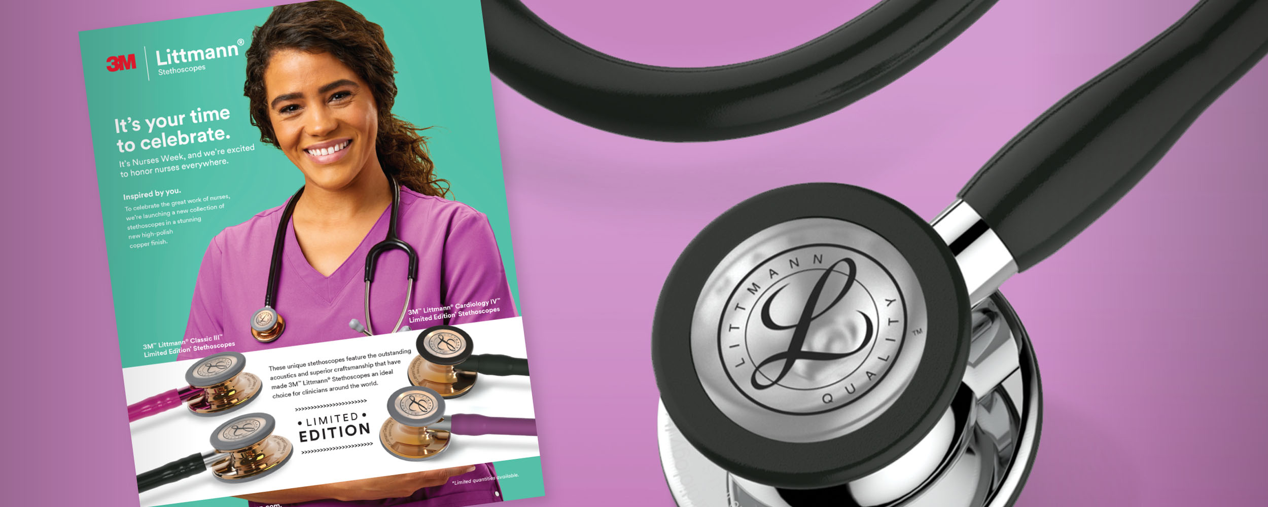 Littmann limited edition stethoscope branded poster banner with close up of stethoscope head