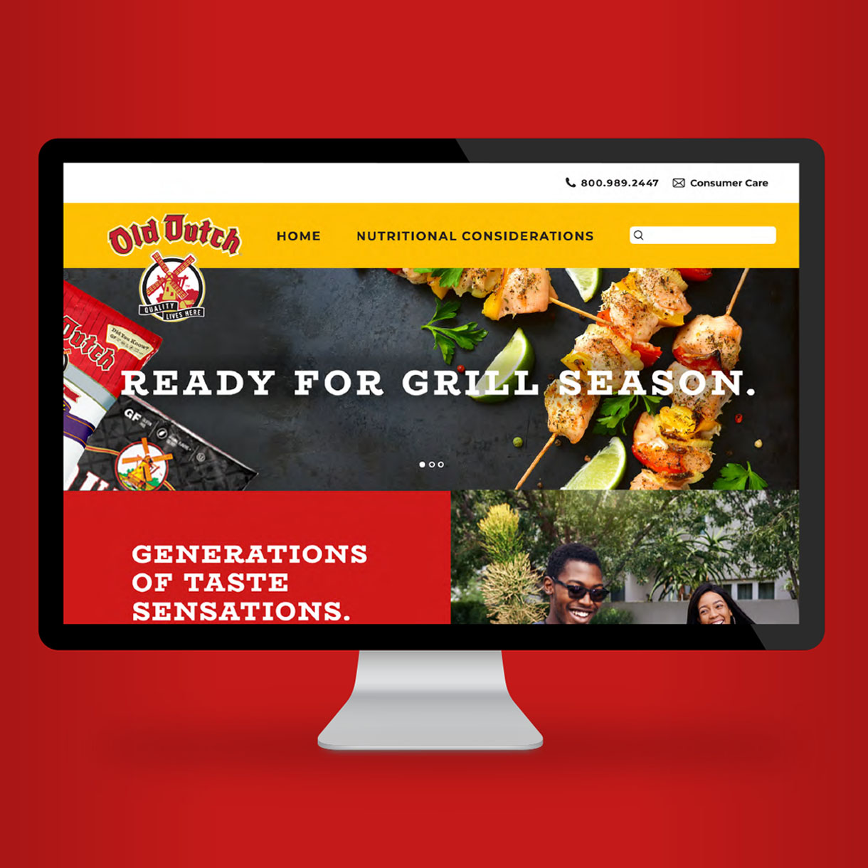 desktop display of responsive website for snack chip brand
