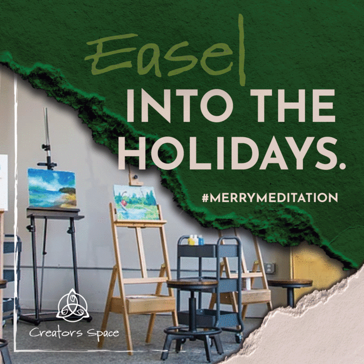 digital ad with easels in space with tagline easel into the holidays