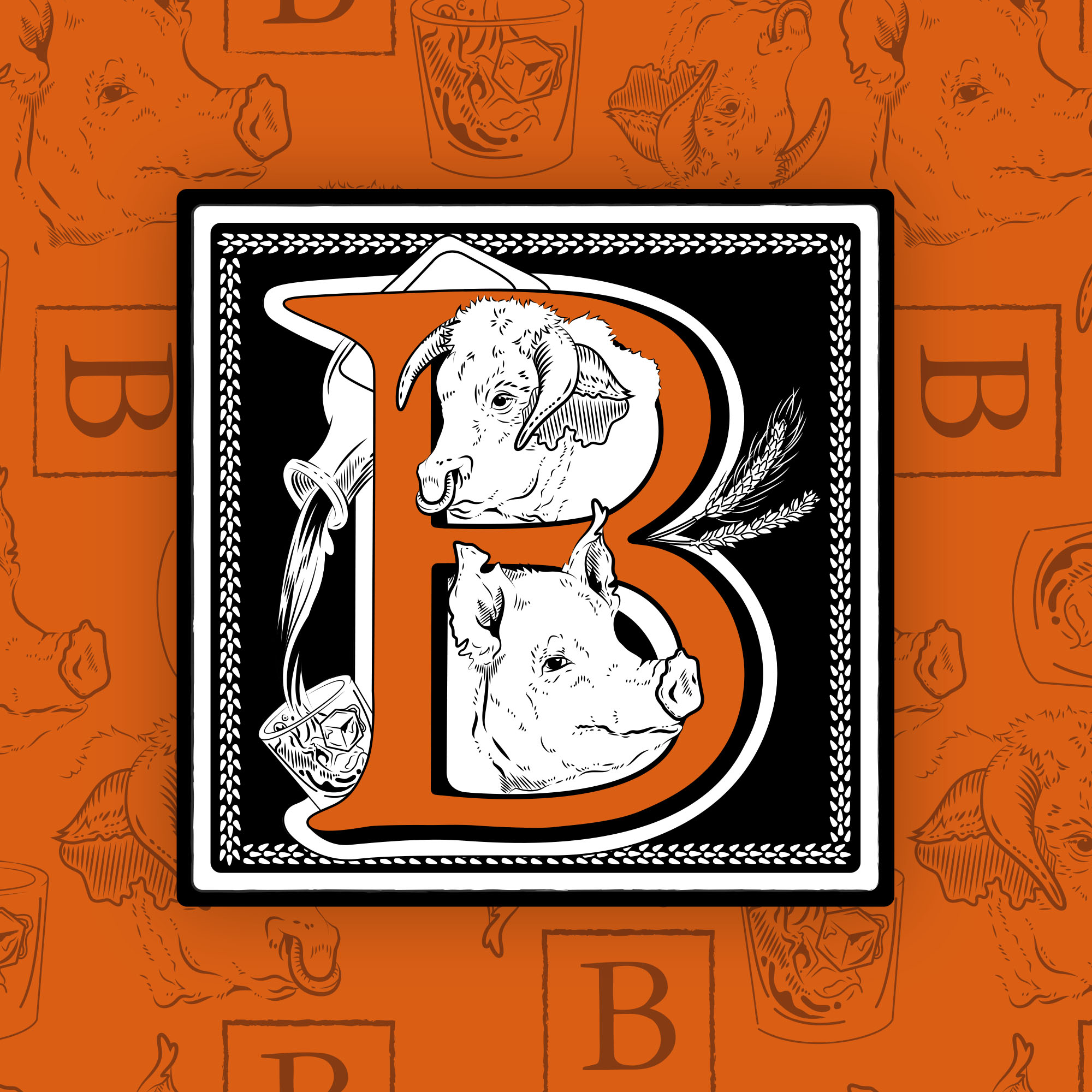 The butcher's tale brand imprint logo with coordinating pattern design