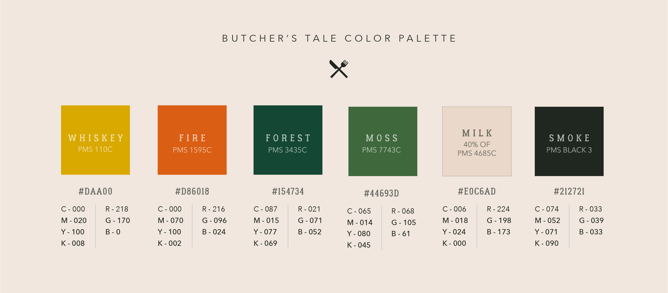 The butcher's tale brand color palette
