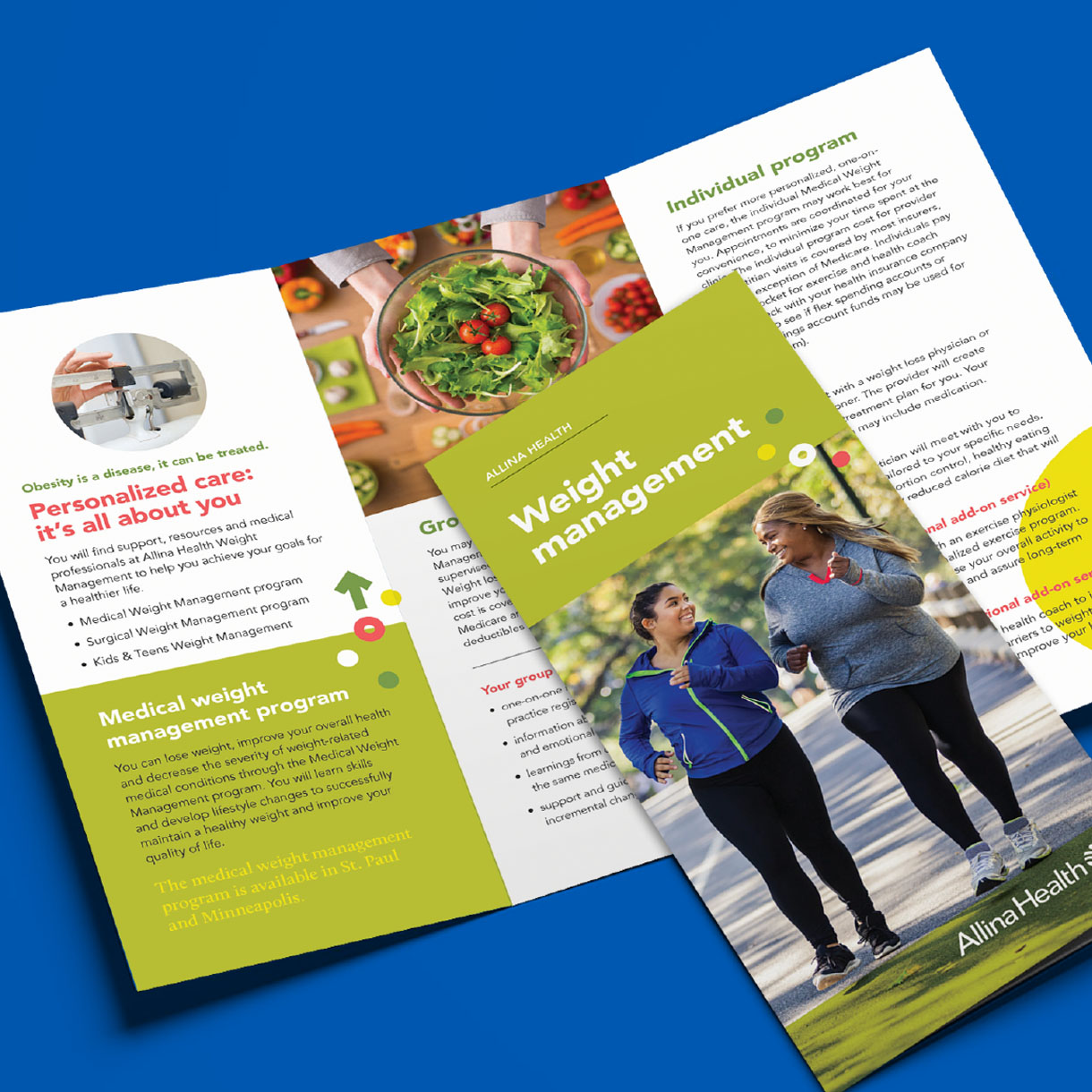 Flat lay of tri fold brochure