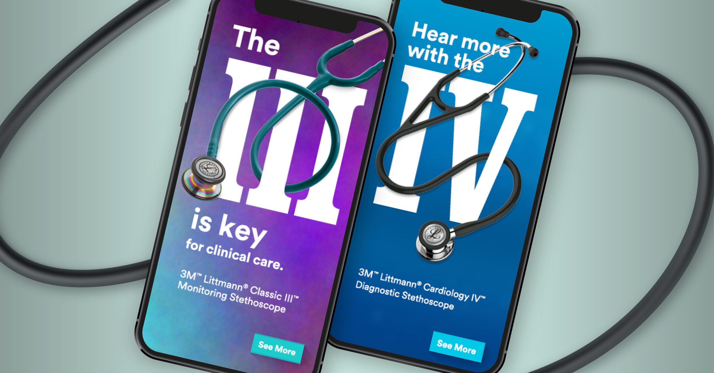 digital campaigns displayed on mobile devices for stethoscope models