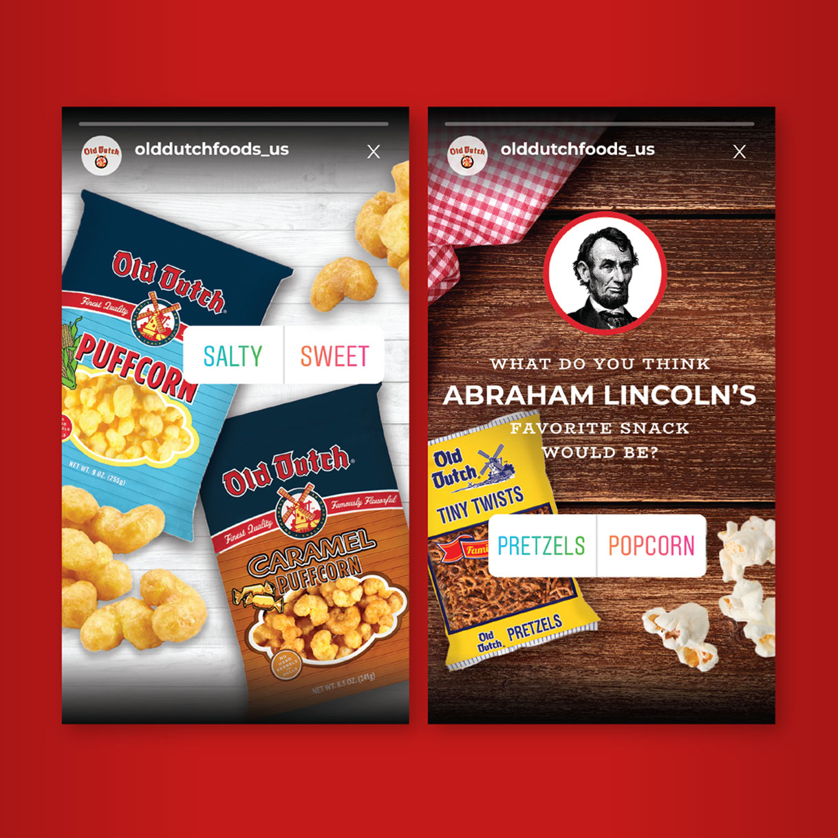 two social media campaign images for chip snack brand