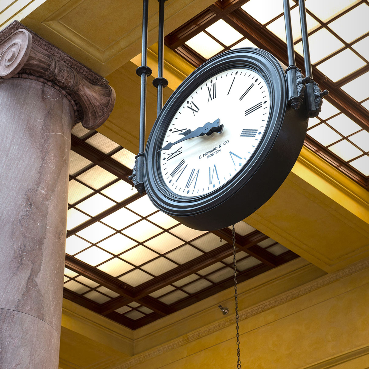 Union Deport interior focus on clock
