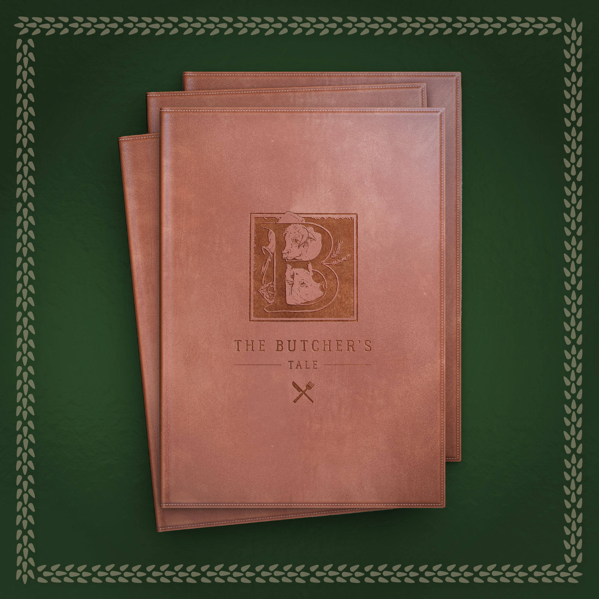 The butchers tale embossed menu design