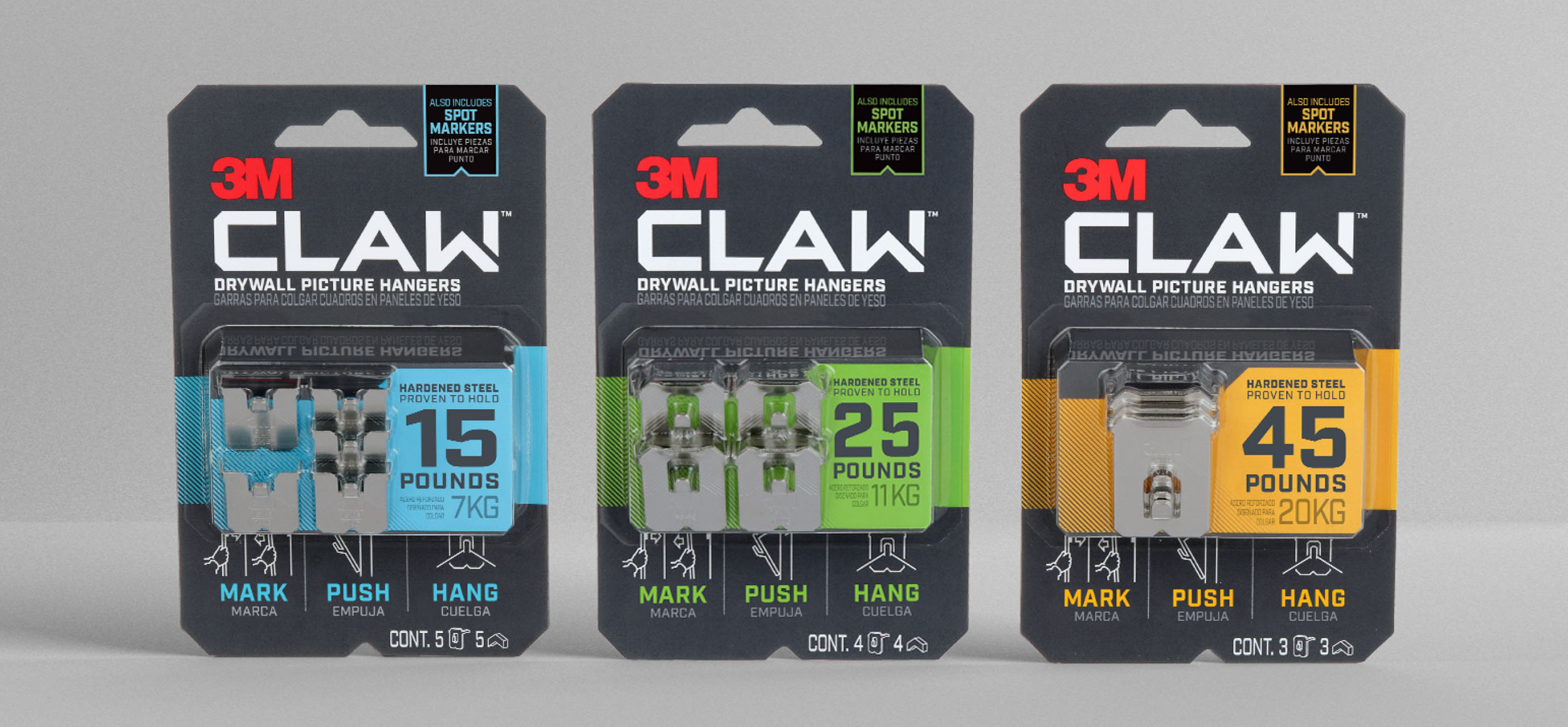 three examples of bubble package design